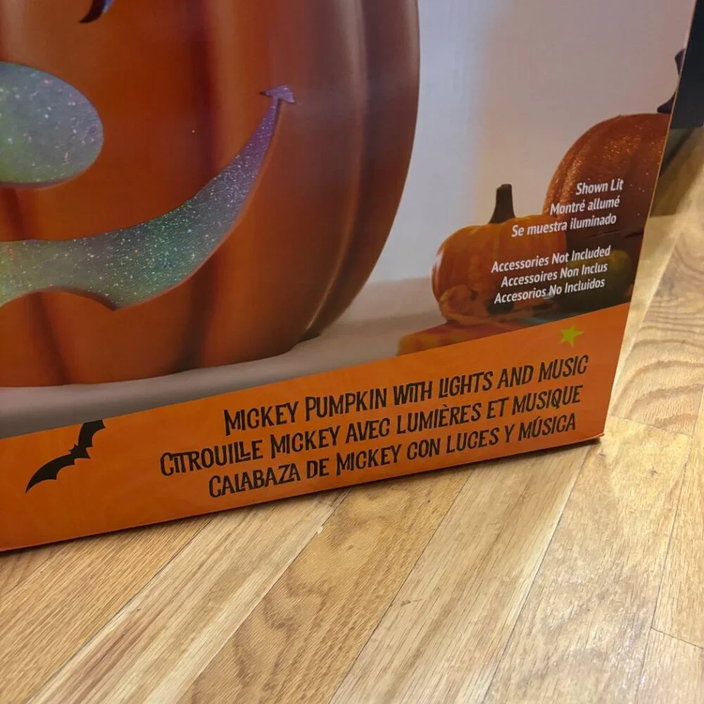NWT Disney‎ Mickey Pumpkin Light-Up Halloween Decoration with Music – Orange